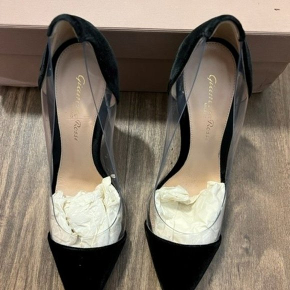 Gianvito Rossi Classic Black Velvet Plexi Pumps SZ 35/5 - Picture 6 of 7